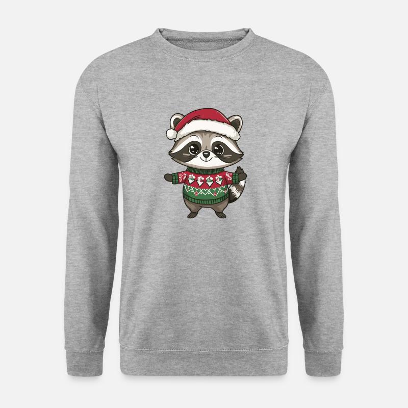 Waschbär Weihnachten - Unisex Pullover - Weißgrau meliert