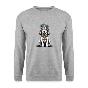 Dog Pharaoh Dog Egypt Pyramid Gift - Unisex Sweatshirt - salt & pepper - Front - Alina (178cm) & Michal (187cm)