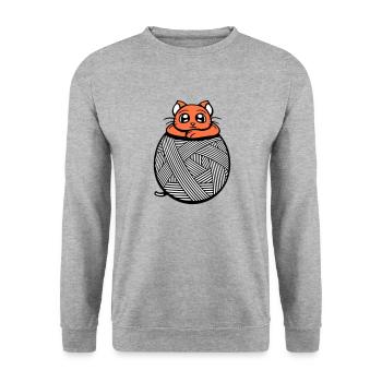 Chat Fil Fil Fil Boule Couture Tricot Mignon - Sweat-shirt Unisexe - gris chiné - Devant - Alina (178cm) & Michal (187cm)
