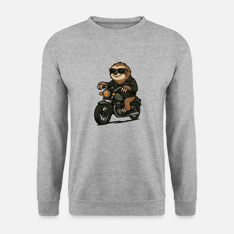 faultier motorrad - Unisex Pullover - Weißgrau meliert