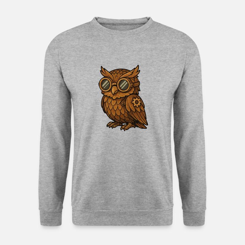 eule steampunk - Unisex Pullover - Weißgrau meliert