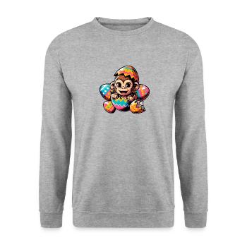Singe de Pâques éclos conception d’oeuf de Pâques - Sweat-shirt Unisexe - gris chiné - Devant - Alina (178cm) & Michal (187cm)