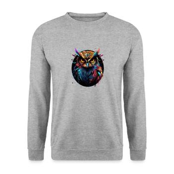 Hibou éclaboussures oiseau multicolore - Sweat-shirt Unisexe - gris chiné - Devant - Alina (178cm) & Michal (187cm)