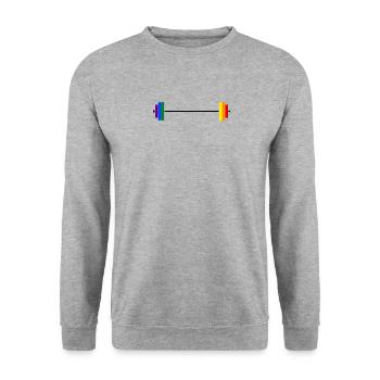 pride barbell black - Unisex Pullover - Weißgrau meliert - Vorne - Alina (178cm) & Michal (187cm)