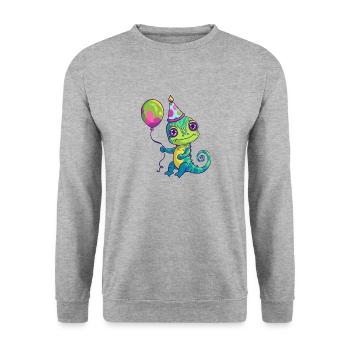Chameleon Birthday Baby - Unisex Sweatshirt - salt & pepper - Front - Alina (178cm) & Michal (187cm)
