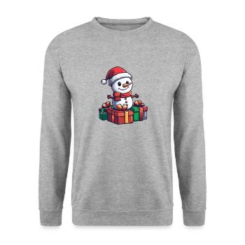 Snowman Christmas Gifts - Unisex Sweatshirt - salt & pepper - Front - Alina (178cm) & Michal (187cm)