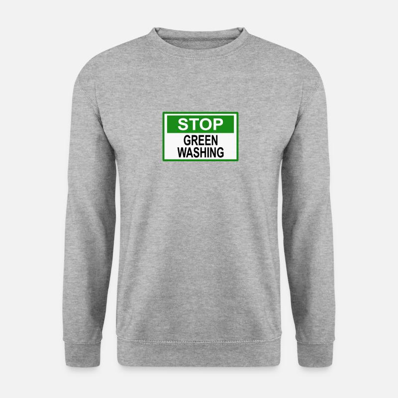 Stopp Greenwashing Schild - Unisex Pullover - Weißgrau meliert