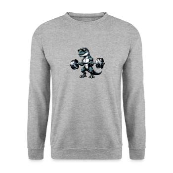 Cool Dino T-Rex Workout Dumbbell Workout Design - Unisex Sweatshirt - salt & pepper - Front - Alina (178cm) & Michal (187cm)