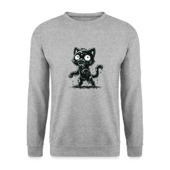 Chat zombie - Sweat-shirt Unisexe - gris chiné - Devant - Alina (178cm) & Michal (187cm)