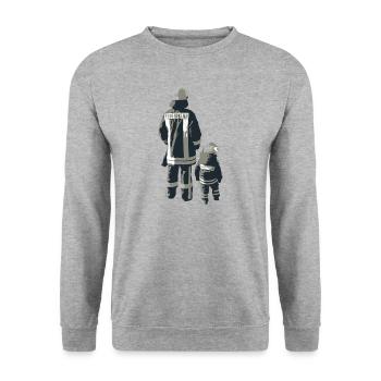 fireman - Unisex Sweatshirt - salt & pepper - Front - Alina (178cm) & Michal (187cm)