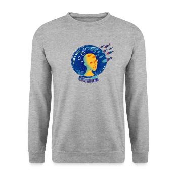 DREAMER für graue Hintergründe - Unisex Pullover - Weißgrau meliert - Vorne - Alina (178cm) & Michal (187cm)