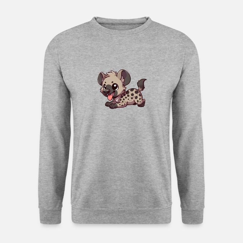 Süße Hyäne Comic Cartoon Design - Unisex Pullover - Weißgrau meliert