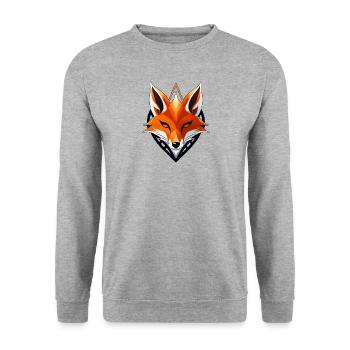 Fuchs-Logo, Fuchskopf - Unisex Pullover - Weißgrau meliert - Vorne - Alina (178cm) & Michal (187cm)
