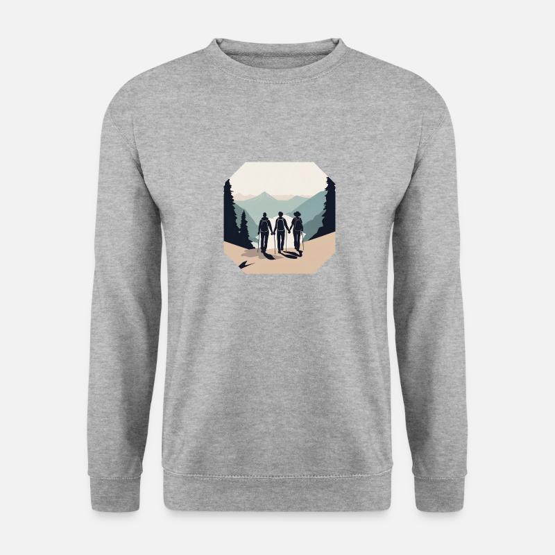 Berge und Freunde für immer - Unisex Pullover - Weißgrau meliert