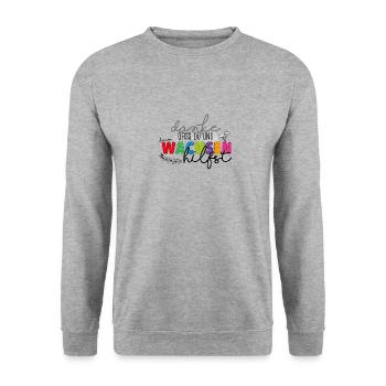 Danke fürs Wachsen - Unisex Pullover - Weißgrau meliert - Vorne - Alina (178cm) & Michal (187cm)