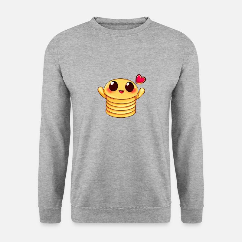 Pancake mit Herz - Unisex Pullover - Weißgrau meliert