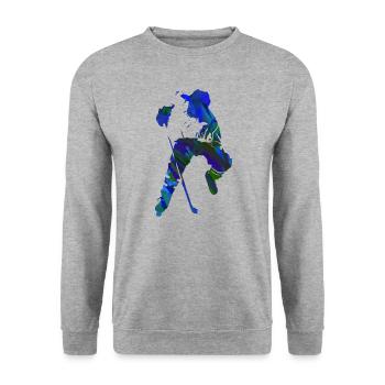 Eishockey, Hockey, Graffi, bunt - Unisex Pullover - Weißgrau meliert - Vorne - Alina (178cm) & Michal (187cm)