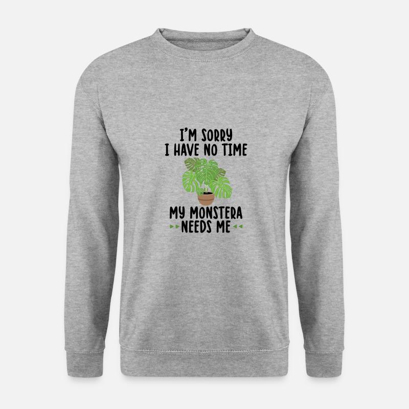 Monstera - Unisex Pullover - Weißgrau meliert