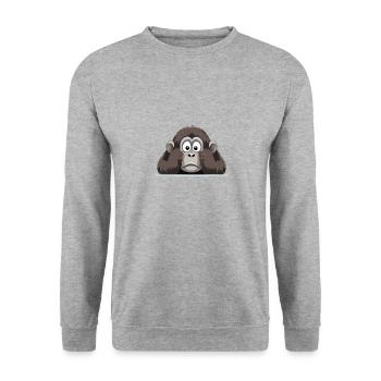 Gorilla Peeking Cute Adorable Funny Animal Cartoon - Unisex Sweatshirt - salt & pepper - Front - Alina (178cm) & Michal (187cm)