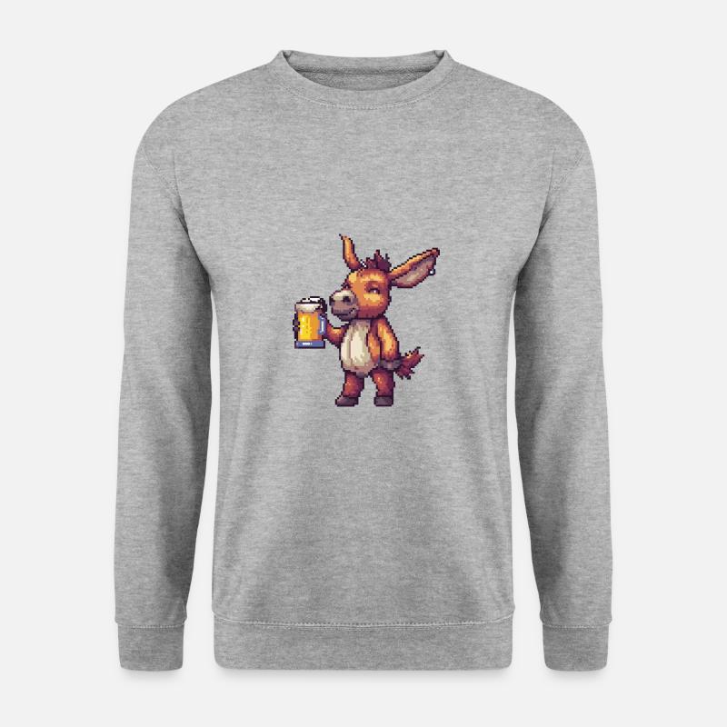 Esel Bier Pixel - Unisex Pullover - Weißgrau meliert