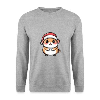 Hamster Christmas Cute - Unisex Sweatshirt - salt & pepper - Front - Alina (178cm) & Michal (187cm)