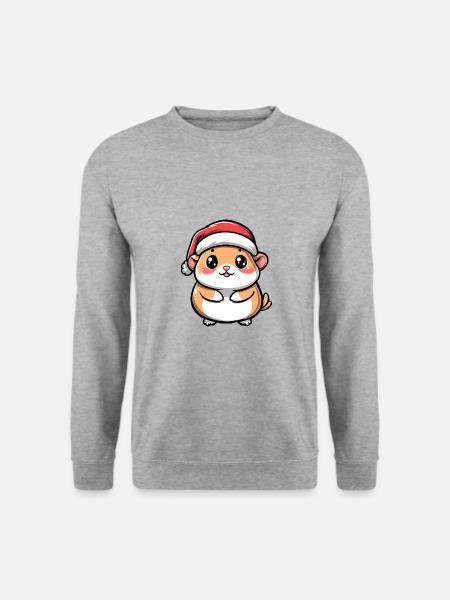 Hamster Weihnachten Niedlich - Unisex Pullover - Weißgrau meliert