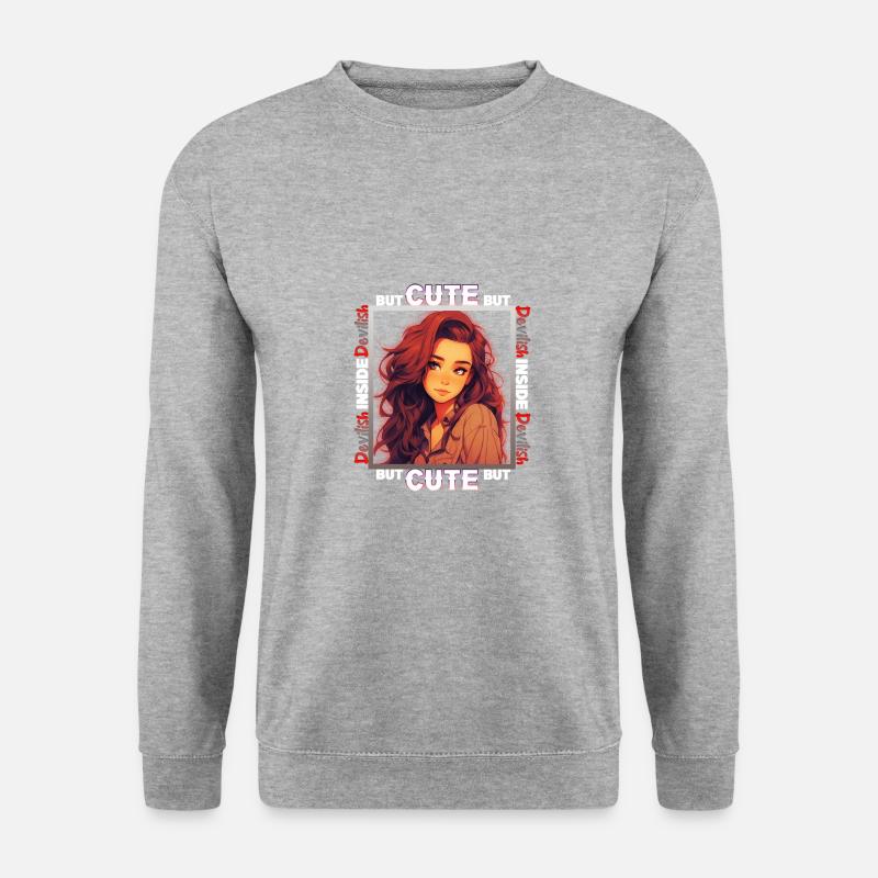 Cute but devilish inside - Unisex Pullover - Weißgrau meliert