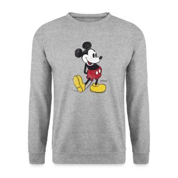 Mickey & Minnie Klassisches Mickey Motiv   - Unisex Pullover - Weißgrau meliert - Vorne - Alina (178cm) & Michal (187cm)
