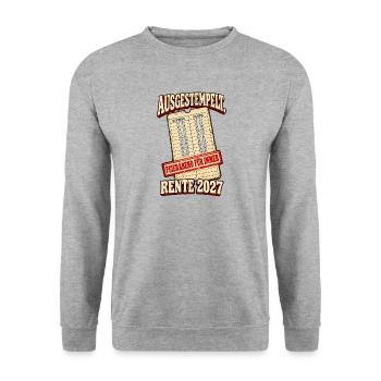 Ausgestempelt Rente 2027 - Unisex Pullover - Weißgrau meliert - Vorne - Alina (178cm) & Michal (187cm)