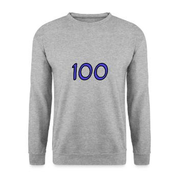 100. 100 JAHRE. 100-JÄHRIGES JUBILÄUM. 100. GEBURTSTAG - Unisex Pullover - Weißgrau meliert - Vorne - Alina (178cm) & Michal (187cm)