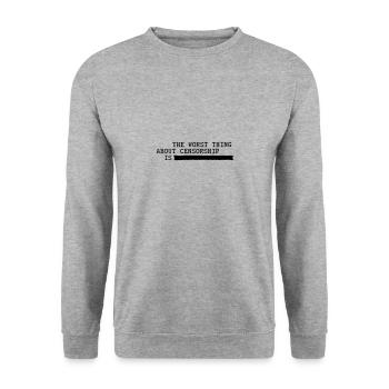 Das Schlimmste an Zensur ist... Meinungsfreiheit - Unisex Pullover - Weißgrau meliert - Vorne - Alina (178cm) & Michal (187cm)