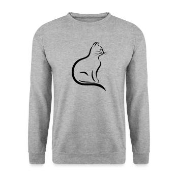 chat - Sweat-shirt Unisexe - gris chiné - Devant - Alina (178cm) & Michal (187cm)