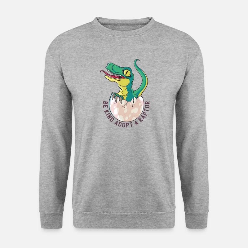 Dinosaurier Dino Dinosaurierei Raptor Velociraptor - Unisex Pullover - Weißgrau meliert