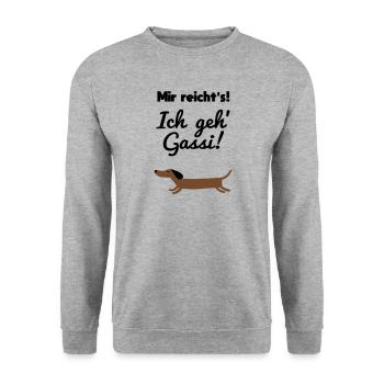 Mir reicht's - Ich geh Gassi - Unisex Pullover - Weißgrau meliert - Vorne - Alina (178cm) & Michal (187cm)