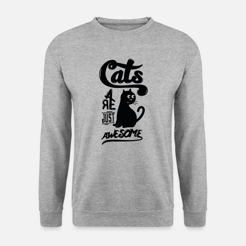 CATS ARE JUST AWESOME - Unisex Pullover - Weißgrau meliert