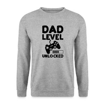 Dad Level Unlocked - father - Unisex Sweatshirt - salt & pepper - Front - Alina (178cm) & Michal (187cm)