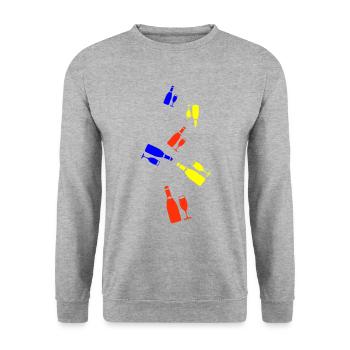 Rotwein Symbol - Unisex Pullover - Weißgrau meliert - Vorne - Alina (178cm) & Michal (187cm)
