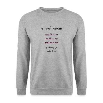 Power woman! - Unisex Sweatshirt - salt & pepper - Front - Alina (178cm) & Michal (187cm)