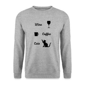WINE COFFEE CATS :: GIFT - Unisex Sweatshirt - salt & pepper - Front - Alina (178cm) & Michal (187cm)