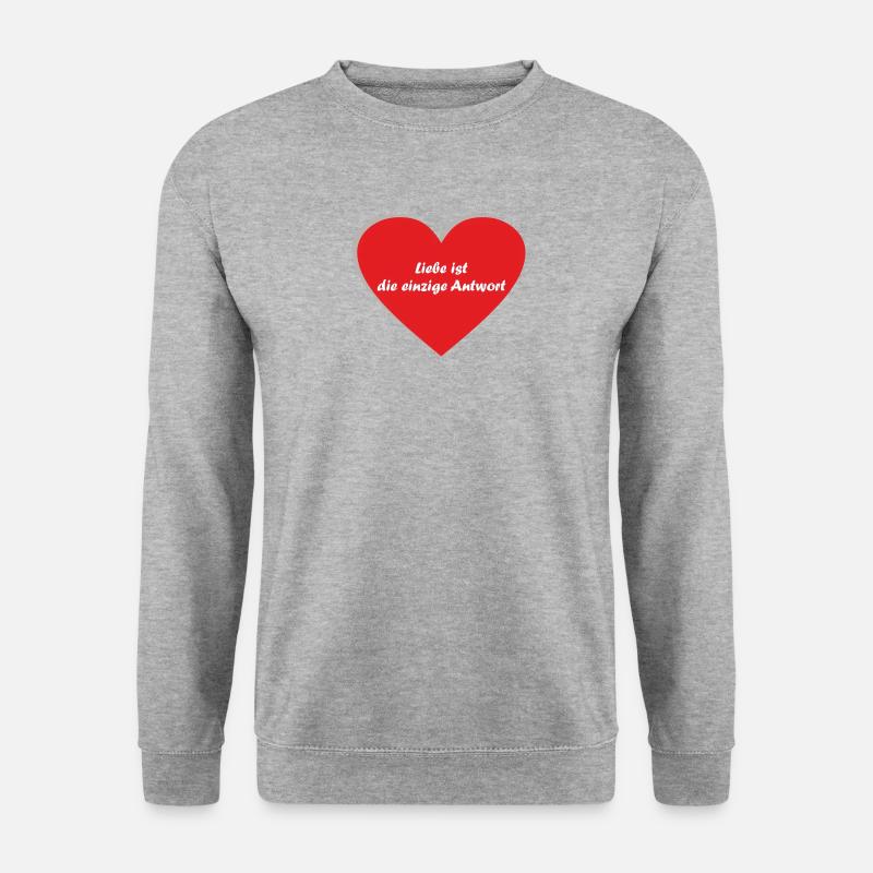 Herz, rot, Spruch - Unisex Pullover - Weißgrau meliert
