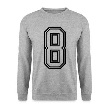 Symbole numérique 8 - Sweat-shirt Unisexe - gris chiné - Devant - Alina (178cm) & Michal (187cm)