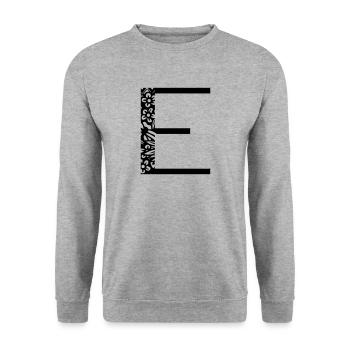 Buchstabe E - Unisex Pullover - Weißgrau meliert - Vorne - Alina (178cm) & Michal (187cm)