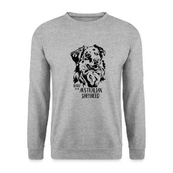 Loved by an Australian Shepherd Dog Wilsigns - Unisex Sweatshirt - salt & pepper - Front - Alina (178cm) & Michal (187cm)
