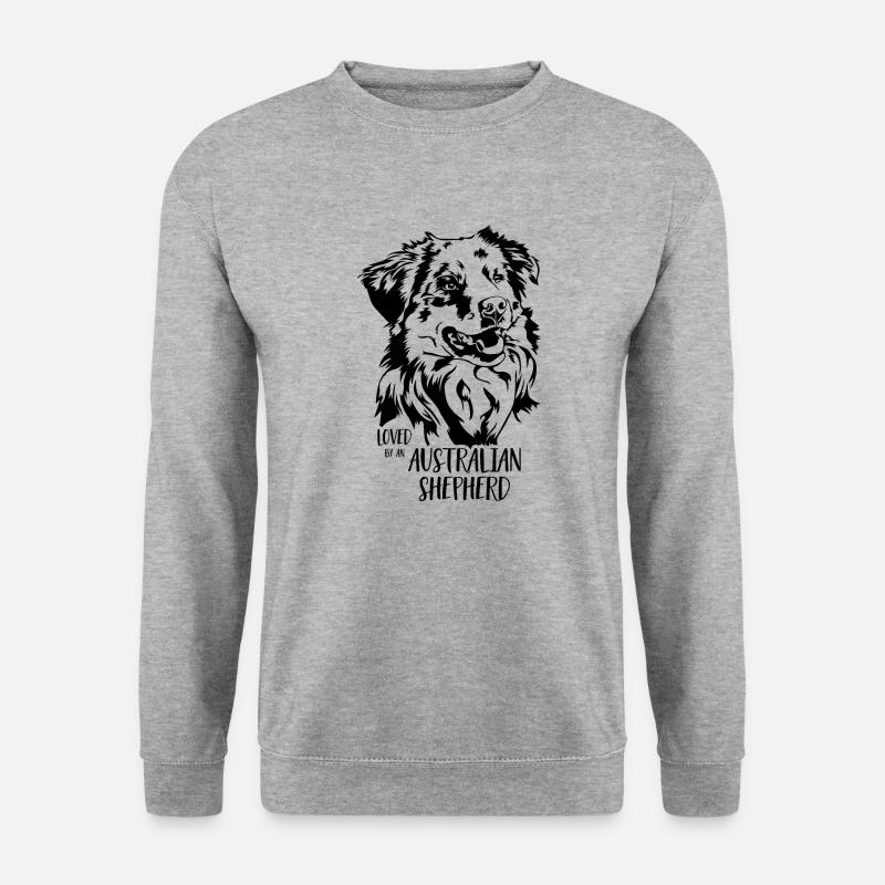 Loved by an Australian Shepherd Hunde Wilsigns - Unisex Pullover - Weißgrau meliert