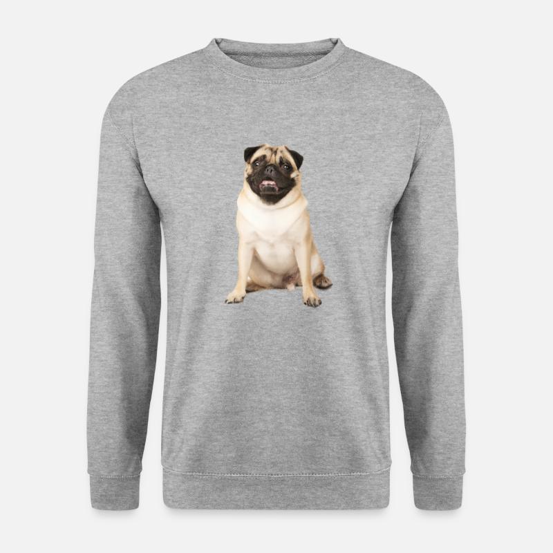Mops - Unisex Pullover - Weißgrau meliert