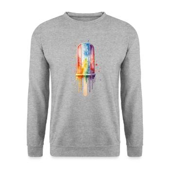 Regenbogen-Eis am Stiel mit Sommerspaß - Unisex Pullover - Weißgrau meliert - Vorne - Alina (178cm) & Michal (187cm)