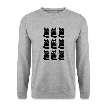 Neuf Petits Chats Noirs - Sweat-shirt Unisexe - gris chiné - Devant - Alina (178cm) & Michal (187cm)