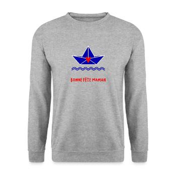 BONNE FÊTE. FÊTE DES MÈRES. FÊTE DES PÈRES. FÊTE - Sweat-shirt Unisexe - gris chiné - Devant - Alina (178cm) & Michal (187cm)