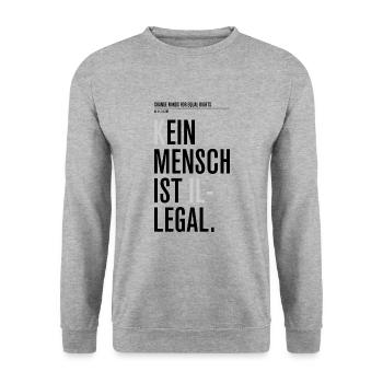 Kein Mensch ist illegal - Unisex Pullover - Weißgrau meliert - Vorne - Alina (178cm) & Michal (187cm)