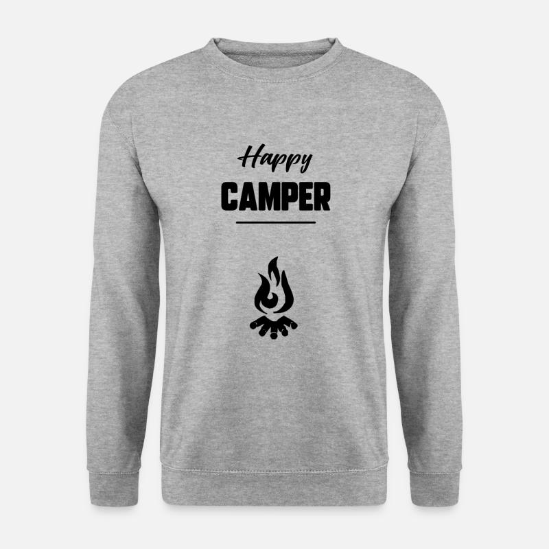Glücklicher Camper - Unisex Pullover - Weißgrau meliert